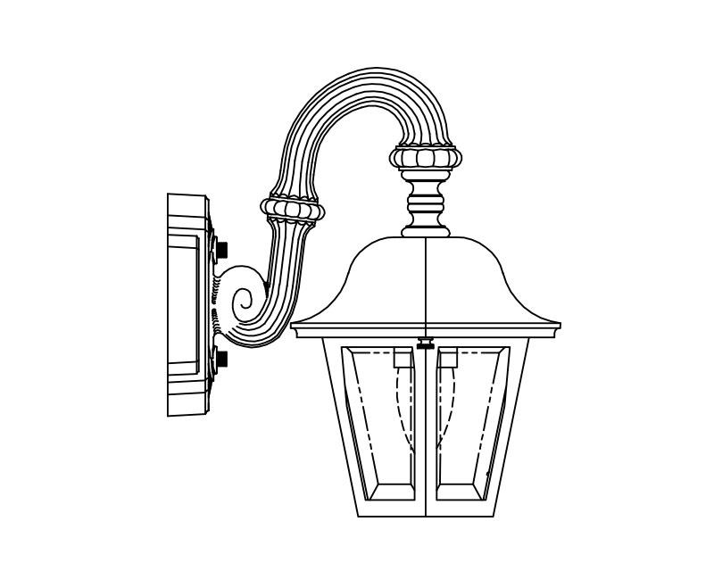 Manor, Small, aluminum, Wall Mount, Clear acrylic, (1) 60W INC, 120V